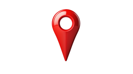 3D Red Map Marker Icon Location Pointer Graphic on transparent background