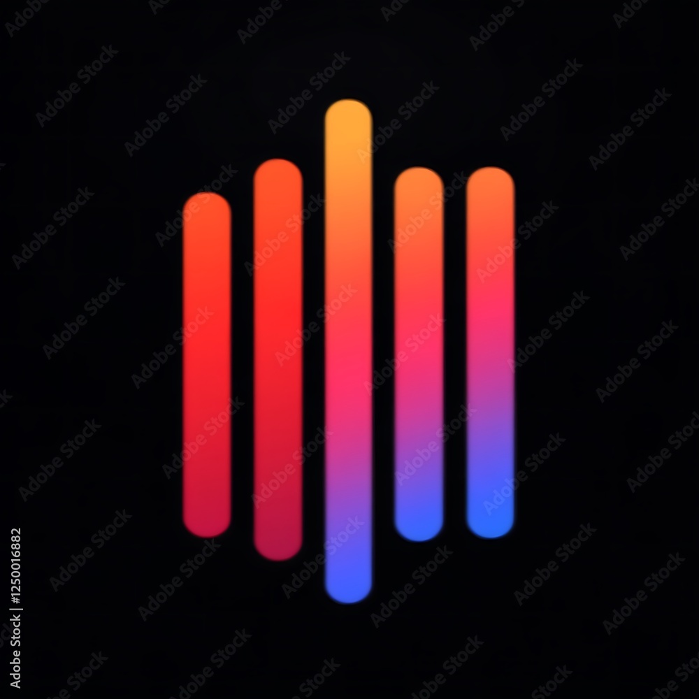 Aufkleber abstract image of five vertical rounded bars with a gradient color pattern on a black background
