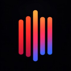 Obraz premium Abstract image of five vertical rounded bars with a gradient color pattern on a black background