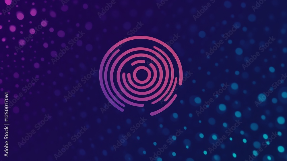 Poster abstract circular gradient design with soft blurred bokeh effects on a dark blue background