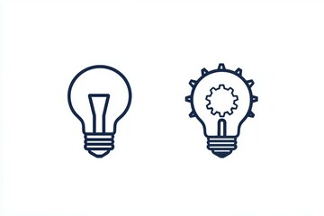 Two light bulbs, one with a bulb inside and the other with a gear inside