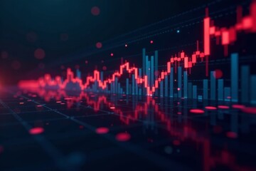 Dark and moody graph display with double exposure of stock prices and charts , money, crisis, exchange rate