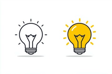 Two light bulbs, one is lit up and the other is not