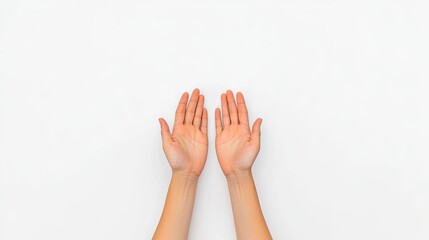 Two open hands positioned symmetrically against a white background, symbolizing offering or receiving
