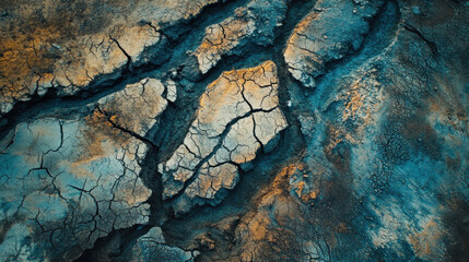 The ground has cracks in the top view for the background or graphic design