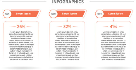 Three presentation rectangular elements placed in horizontal row. Concept of 3 steps of business development process. Simple infographic design template. Modern linear vector illustration for report.