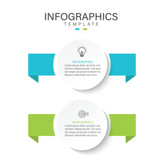 Business infographic template. 2 Step timeline journey. Process diagram, 2 options, Infographic elements vector illustration.