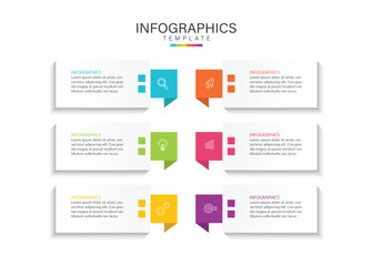 Business infographic template. 6 Step timeline journey. Process diagram, 6 options, Infographic elements vector illustration.