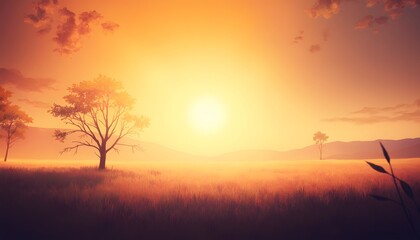 Obraz premium Golden Hour Savanna Sunset Landscape