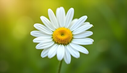 Sunlit White Daisy with Symmetrical Petals and Yellow Core