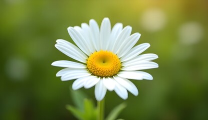 Fresh White Daisy Bloom with Vibrant Golden-Yellow Center