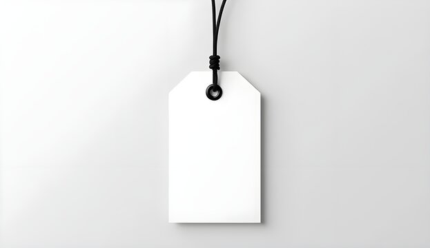 Clean White Rectangular Tag with Black Grommet for Labeling Designs