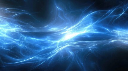 Fototapeta premium Digital Waves Flowing Through Cyberspace with Light Particles for Futuristic Motion Graphics