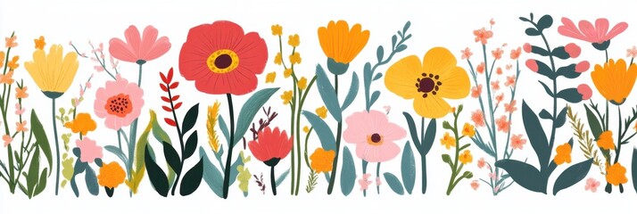Colorful Floral Border Illustration (2)