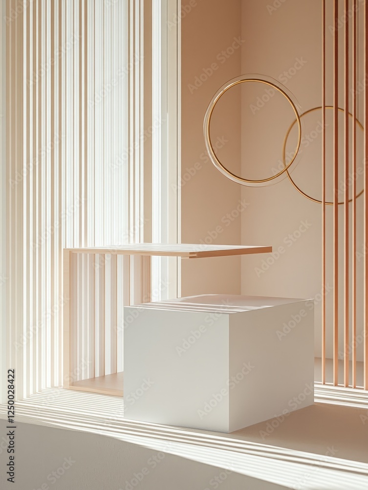 Poster abstract geometric forms with serene light create a minimalist composition