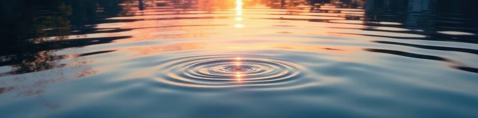 Fototapeta premium Gentle water ripples on a lake surface at dawn , lake, water, reflection