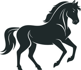 Obraz premium Graceful Black Horse Silhouette in Motion
