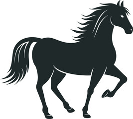 Obraz premium Graceful Black Horse Silhouette in Motion