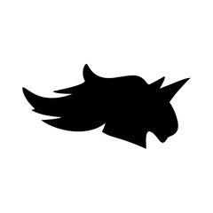 Unicorn head silhouette . Vector hand drawn illustration 