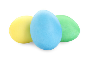 Happy Easter. Bright painted eggs isolated on white