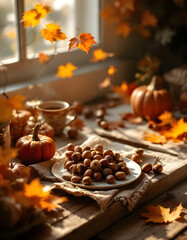 still life with coffee beans and coffee