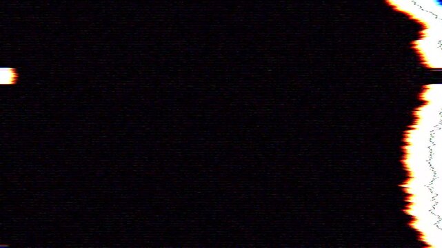 Television style distortion effects and static animation on a black background
