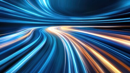 Abstract light trails moving dynamically in dark background