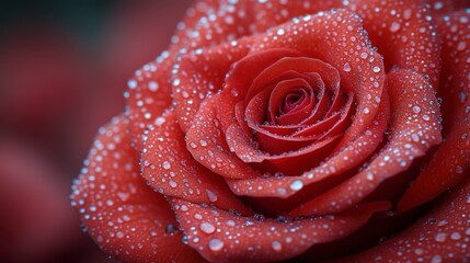 Close-Up of a Single Red Rose with Dewdrops in High Definition