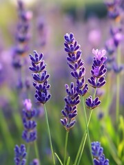 Obraz premium Beautiful Lavender Flowers Blooming in a Garden with Purple Petals and Soft Background : Generative AI
