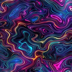vibrant, neon infused psychedelic tile pattern with liquid like swirls and curves, creating mesmerizing visual experience
