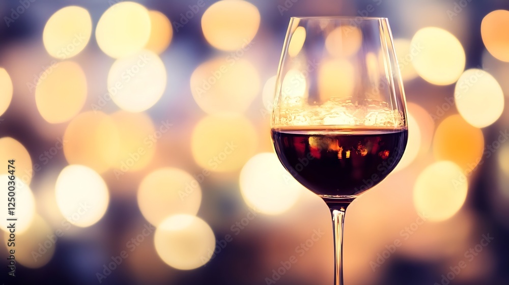 Poster elegant glass of red wine against a soft blurry background creating a warm ambience : generative ai