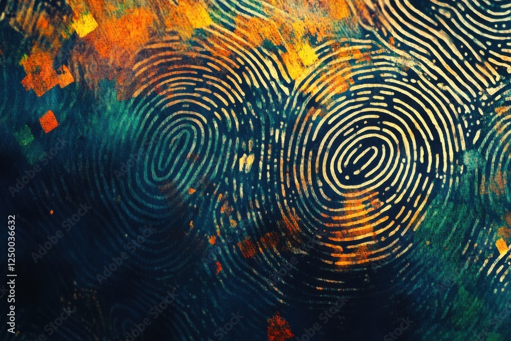 Poster abstract colorful texture with circular patterns and golden highlights