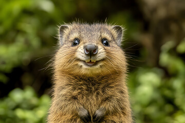 Fototapeta premium Charming Quokka's Winning Smile: Nature's Happiest Marsupial Spreading Joy