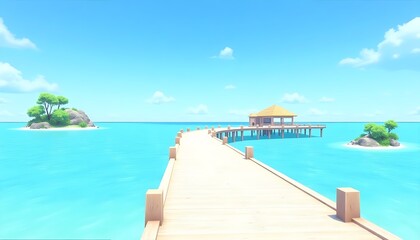Fototapeta premium Pristine Tropical Paradise with Stunning Ocean Views and Lush, Vibrant Scenery
