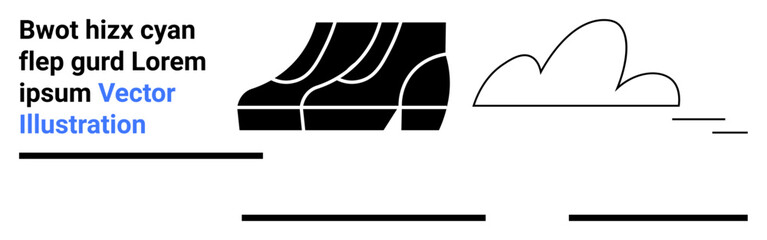 Modern streamlined vehicle beside abstract cloud and horizon lines. Ideal for transportation, mobility, speed, innovation, technology, minimalism, flat landing page banner