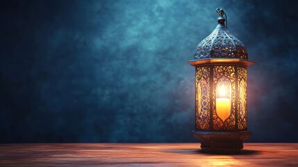 Arabic Lantern Ornament with Burning Candle