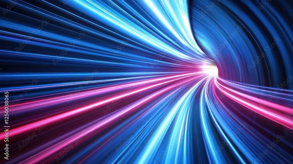 Poster abstract light trails forming a dynamic tunnel effect