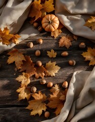 Fototapeta premium pumpkin and autumn leaves