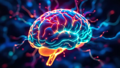 Fototapeta premium Neon-Lit Neural Pathways in Abstract Art