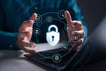 Cyber ​​Security, Firewalls, Internet Security, Data Protection Digital crime, businessman protects corporate data Company and personal information, network connection, digital internet technology.