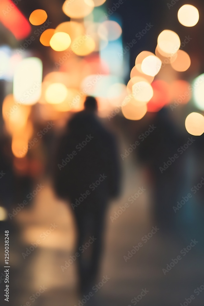 Poster blurred background of nighttime city scene with soft bokeh lights creating a dreamy atmosphere : gen