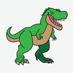 Cute Cartoon T-Rex Dinosaur with white Background