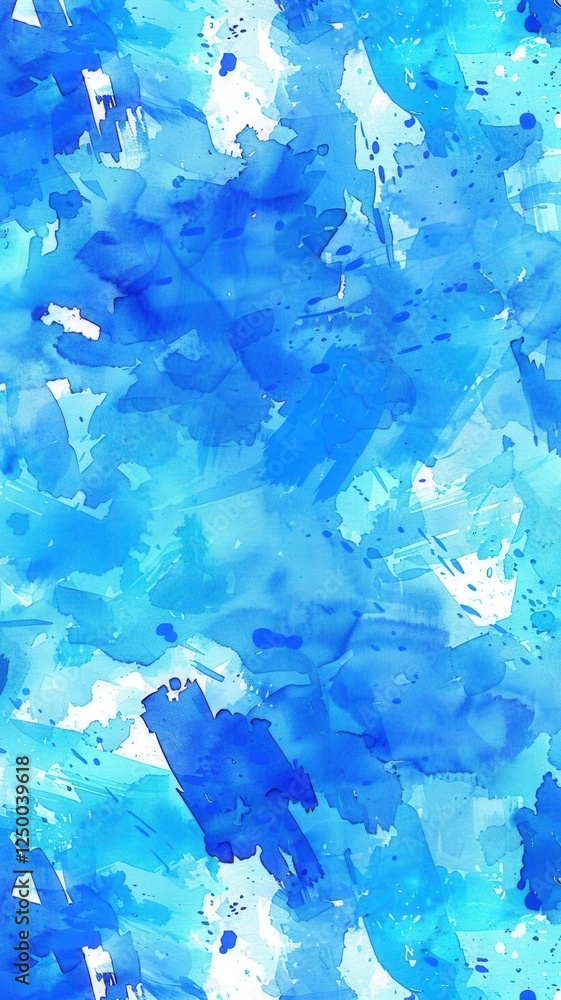 Poster a vibrant abstract watercolor pattern featuring various shades of blue, creating a soothing and dyna
