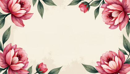 Obraz premium Elegant Peony Floral Border