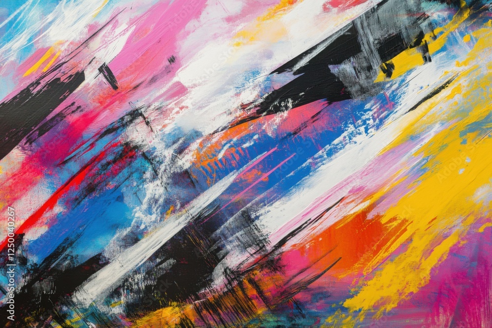 Poster vibrant abstract paint splashes in bold colors and dynamic patterns