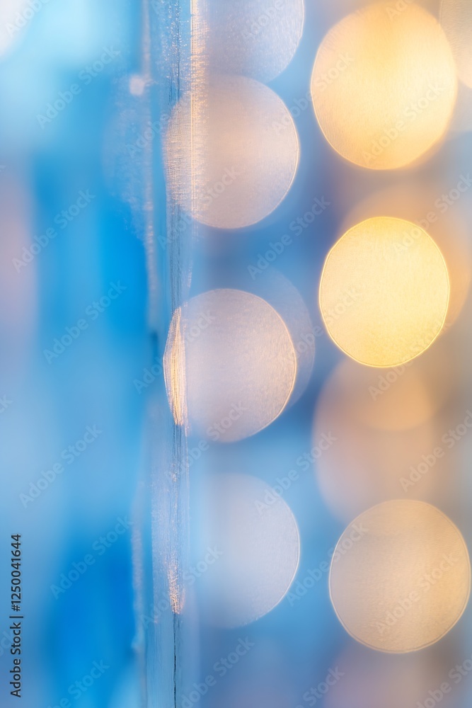 Poster Beautiful Soft Bokeh Background in Blue and Gold Ideal for Creating Warm Ambiance : Generative AI