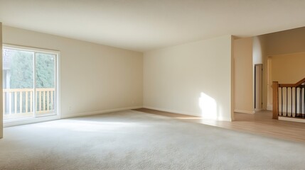 Spacious Unfurnished Interior Design with Natural Light Streaming Through Large Window : Generative AI