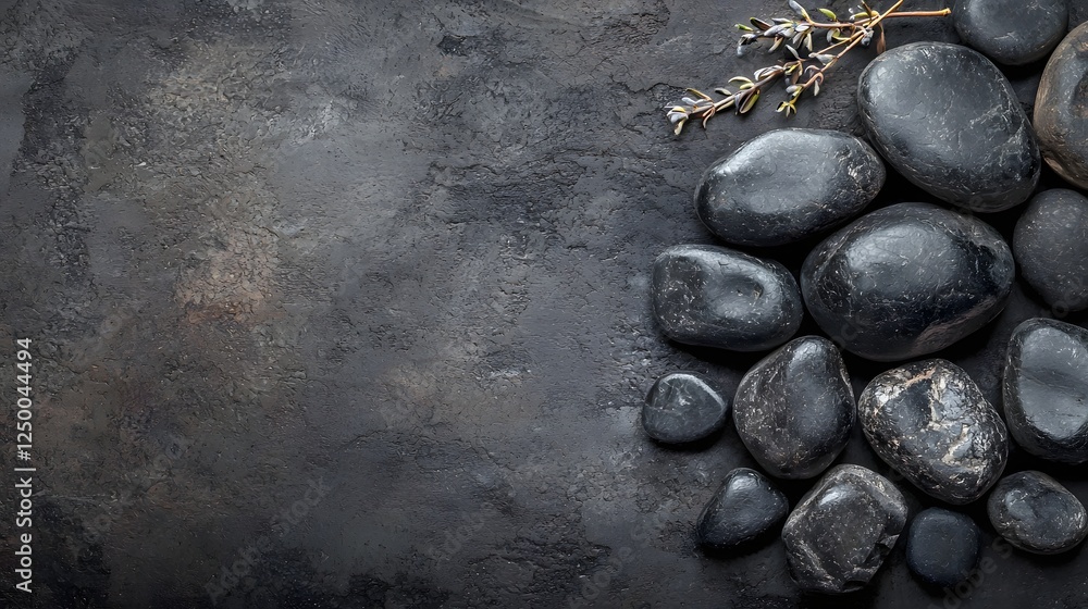 Poster serene gray stone pebbles arranged in a tranquil and minimal natural backdrop creating a calming and