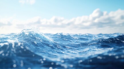 Ocean waves under a bright sky.