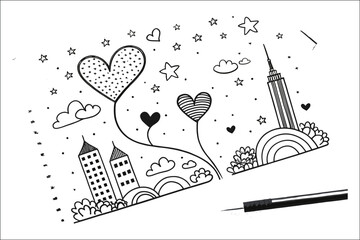 Romantic Heart Doodle Pack – Hand-Drawn Elements for Creative Projects.